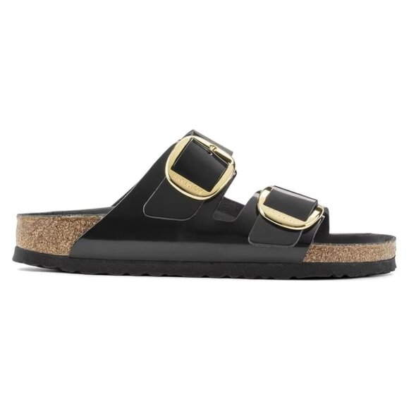 Birkenstock Arizona Big Buckle Black and Gold Sandals | Like New | Size 38 - Picture 4 of 12